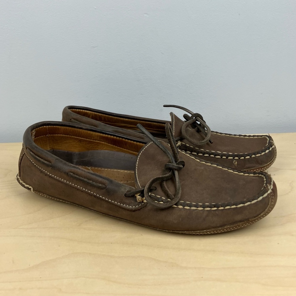 L.L. Bean Men’s Size 8.0 D Double Sole Brown Leather Slippers Moccasins